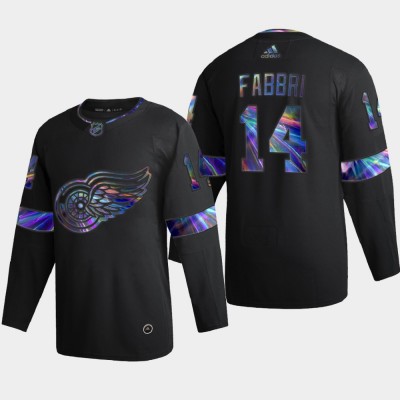 Detroit Red Wings #14 Robby Fabbri Men's Nike Iridescent Holographic Collection NHL Jersey - Black Men's